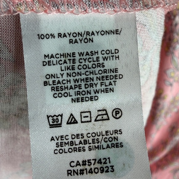 New Loft Leaf Print Sleeveless Blouse size Medium Pink‎ - Picture 3 of 8